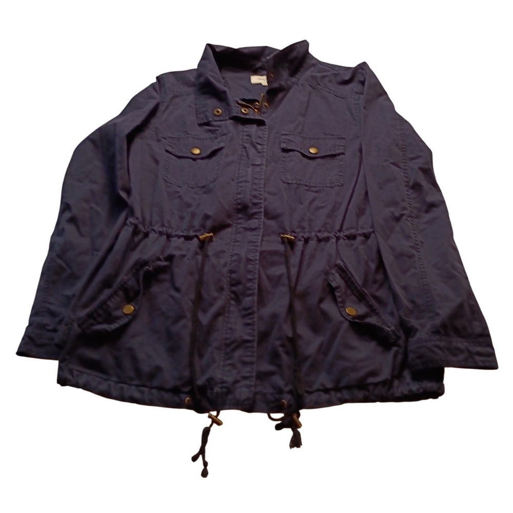 Charlotte Russe Utility Jacket Women's Navy Blue Drawstring Waist Size M Casual